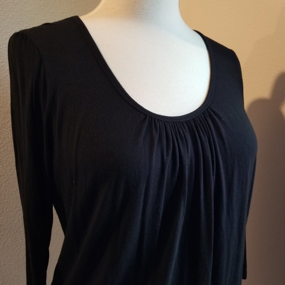 August Silk Black Top - Gathered 1X